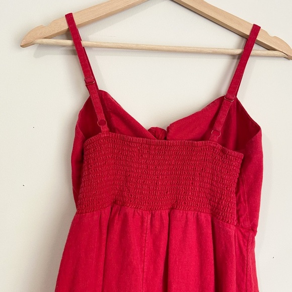 Red Spaghetti Strap Sleeveless Mini Sundress - Picture 4 of 8